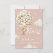 テディベアーバルーンバーリーウェイニュートラルベビーシャワー サンキューカード (正面)