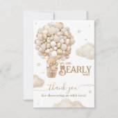 テディベアーバルーンバーリーウェイニュートラルベビーシャワー サンキューカード (正面)
