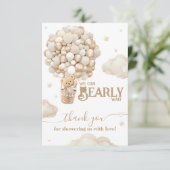 テディベアーバルーンバーリーウェイニュートラルベビーシャワー サンキューカード (スタンド正面)