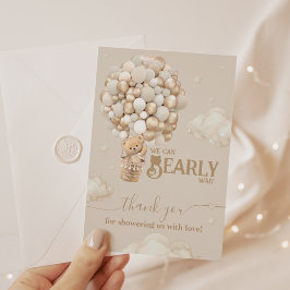 テディベアーバルーンバーリーウェイニュートラルベビーシャワー サンキューカード