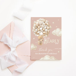 テディベアーバルーンバーリーウェイニュートラルベビーシャワー サンキューカード