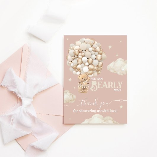 テディベアーバルーンバーリーウェイニュートラルベビーシャワー サンキューカード