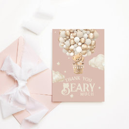 テディベアーバルーンバーリーウェイニュートラルベビーシャワー サンキューカード