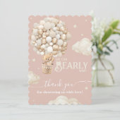 テディベアーバルーンバーリーウェイニュートラルベビーシャワー サンキューカード (スタンド正面)