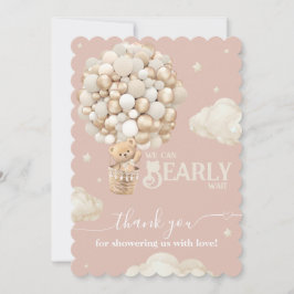 テディベアーバルーンバーリーウェイニュートラルベビーシャワー サンキューカード