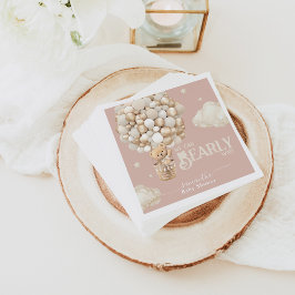 テディベアーバルーンバーリーウェイニュートラルベビーシャワー スタンダードカクテルナプキン