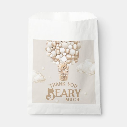 テディベアーバルーンバーリーウェイニュートラルベビーシャワー フェイバーバッグ (正面)