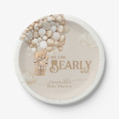 テディベアーバルーンバーリーウェイニュートラルベビーシャワー ペーパープレート (正面)