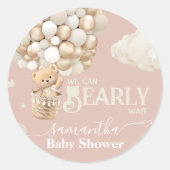 テディベアーバルーンバーリーウェイニュートラルベビーシャワー ラウンドシール (正面)