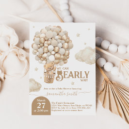 テディベアーバルーンバーリーウェイニュートラルベビーシャワー 招待状