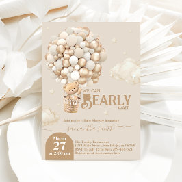 テディベアーバルーンバーリーウェイニュートラルベビーシャワー 招待状