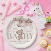 テディベアーバルーンバーリーウェイピンクベビーシャワー ペーパープレート (パーティー)