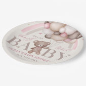 テディベアーバルーンバーリーウェイピンクベビーシャワー ペーパープレート (アングル)
