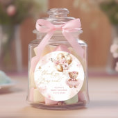 テディベアーバルーンバーリーウェイピンクベビーシャワー ラウンドシール