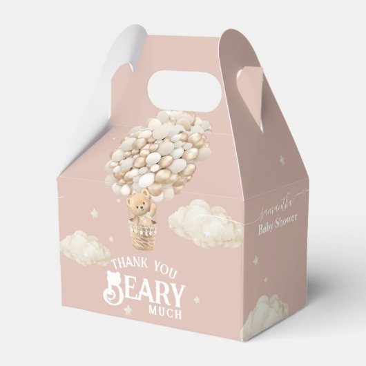 テディベアーバルーンバーリーウェイベビーガールシャワー フェイバーボックス (正面サイド)