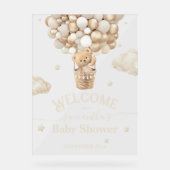 テディベアーバルーンバーリーウェイベビーシャワーへようこそ アクリルサイン (正面)