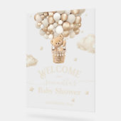 テディベアーバルーンバーリーウェイベビーシャワーへようこそ アクリルサイン (傾斜)