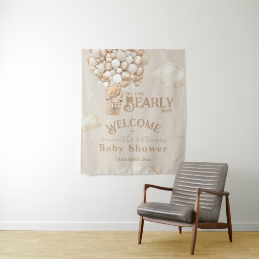 テディベアーバルーンバーリーウェイベビーシャワーへようこそ タペストリー (インサイチュ)