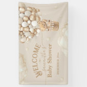 テディベアーバルーンバーリーウェイベビーシャワーへようこそ 横断幕 (縦)