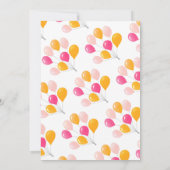 テディベアーバルーンベビーガールベビーシャワー 招待状 (裏面)