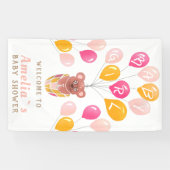 テディベアーバルーンベビーガールベビーシャワー 横断幕 (横)