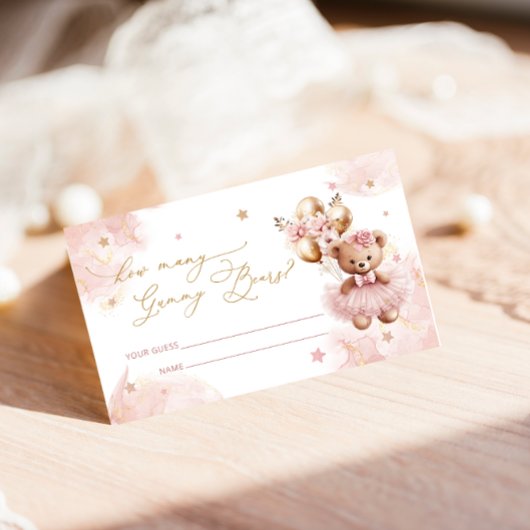テディベアーバルーンベビーシャワー推測ゲーム エンクロージャーカード