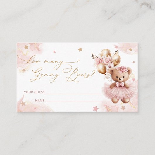 テディベアーバルーンベビーシャワー推測ゲーム エンクロージャーカード (正面)
