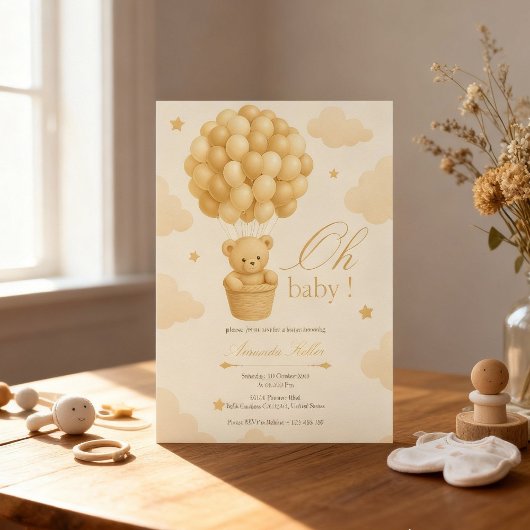 テディベアーバルーンベビーシャワー 招待状