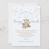 テディベアーバルーンボーイバーリーウェイベビーシャワー サンキューカード (正面)