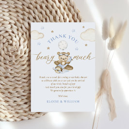 テディベアーバルーンボーイバーリーウェイベビーシャワー サンキューカード