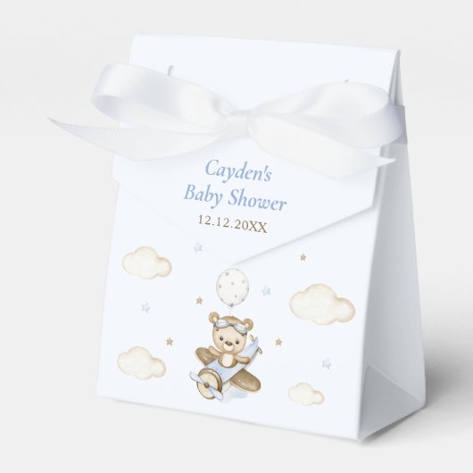 テディベアーバルーンボーイバーリーウェイベビーシャワー フェイバーボックス (正面サイド)