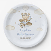 テディベアーバルーンボーイバーリーウェイベビーシャワー ペーパープレート (正面)