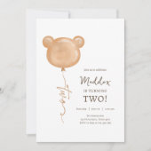 テディベアーバルーンボーイ第2バースデーパーティー 招待状 (正面)