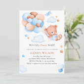 テディベアーバルーン我々は赤ちゃんシャワーを待つことができる 招待状 (スタンド正面)