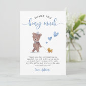 テディベアーバースデーパーティーブルー サンキューカード (スタンド正面)