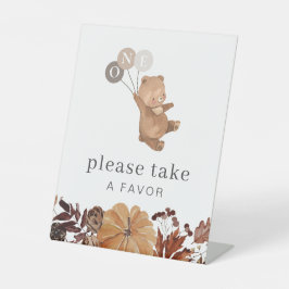 テディベアーパンプキン – 1歳の誕生日 – お気に入りサイン 台座サイン