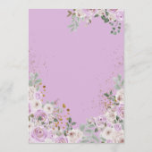テディベアーパープルフローラバルーン女の子ベビーシャワー 招待状 (裏面)