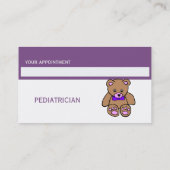 テディベアーパープルペディストリシャンアポイントメントカード 予約カード (裏面)