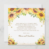 テディベアーヒマワリフローラベビーシャワー誕生日T サンキューカード (裏面)