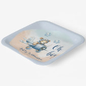 テディベアービエーターOh男の子ベビーシャワー ペーパープレート (傾斜あり)