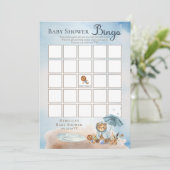 テディベアービーウェイボーイ赤ちゃんシャワービンゴ 招待状 (スタンド正面)