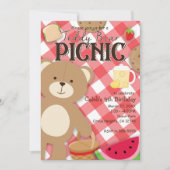 テディベアーピクニックサマーバースデーパーティーの招待 招待状 (正面)