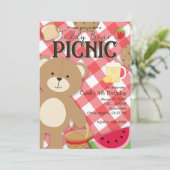 テディベアーピクニックサマーバースデーパーティーの招待 招待状 (スタンド正面)