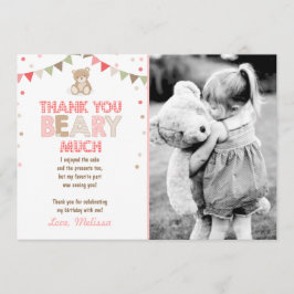 テディベアーピクニックサンキューカードテディベアーガール サンキューカード