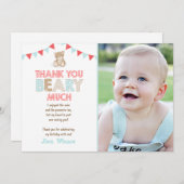 テディベアーピクニックサンキューカードテディベアーボーイ 招待状 (正面/裏面)