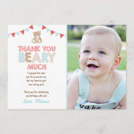 テディベアーピクニックサンキューカードテディベアーボーイ 招待状