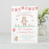 テディベアーピクニックバースデーパーティーの招待 招待状 (スタンド正面)