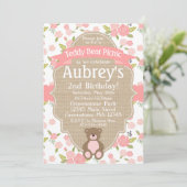 テディベアーピクニックバースデーパーティーの招待 招待状 (スタンド正面)