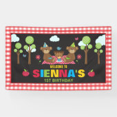 テディベアーピクニックバースデーパーティーバックドロップ 横断幕 (横)