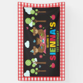 テディベアーピクニックバースデーパーティーバックドロップ 横断幕 (縦)